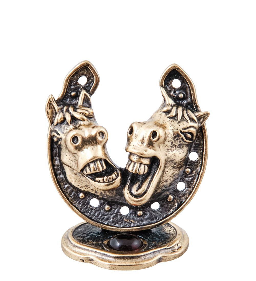 Народные промыслы AM-3965 Фигурка «Подкова Лошадки на счастье» (латунь, янтарь)