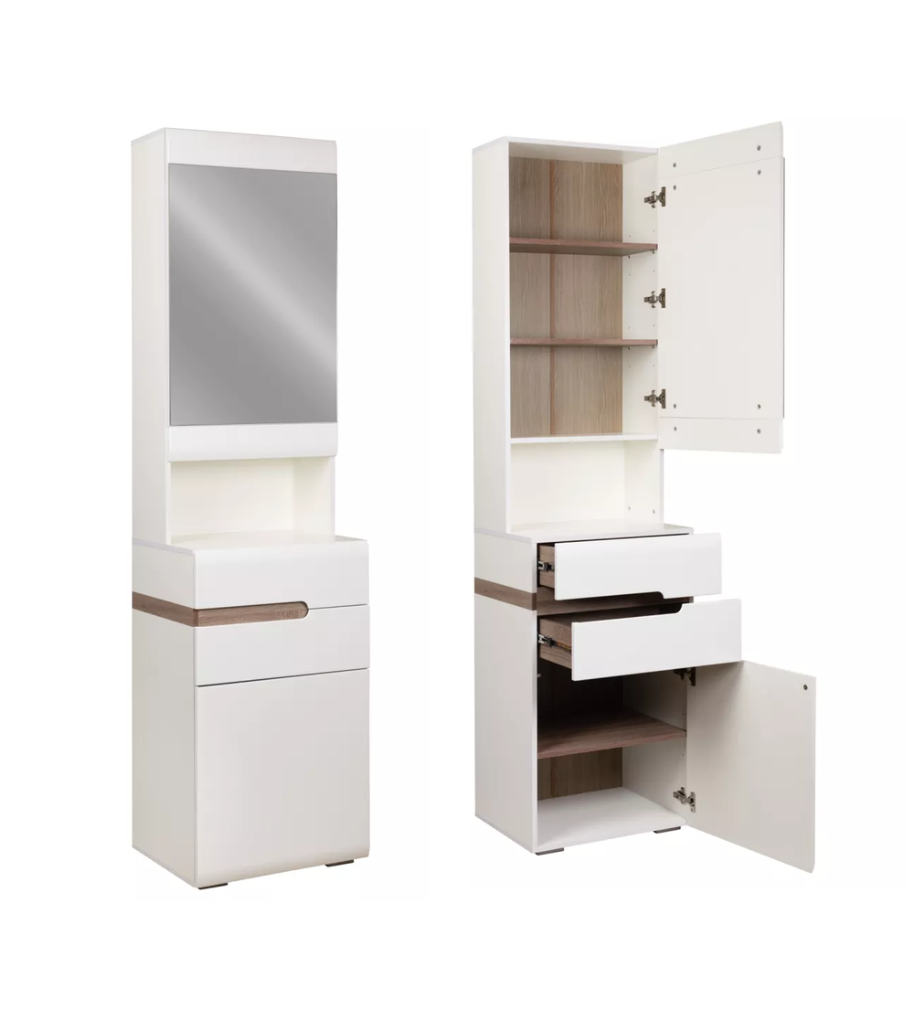 Тумба с зеркалом Ультра белый/белый глянец