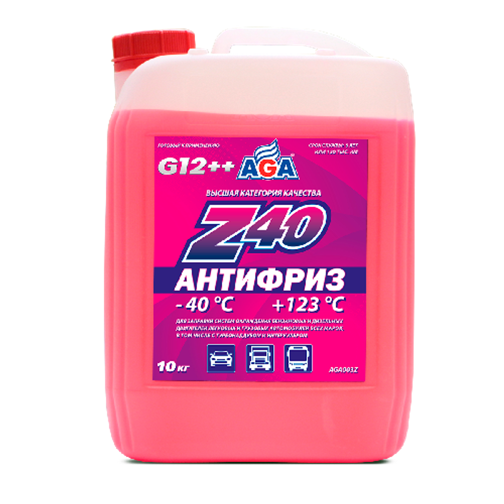 Антифриз готовый AGA Z-40 G12++ красный 10кг