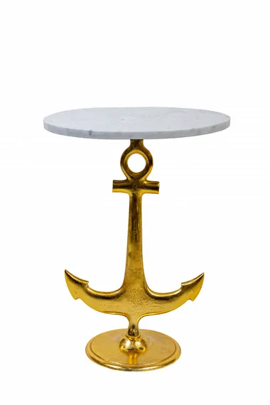 Кофейный столик Anchor Ø38х55 см, золото, белый мрамор