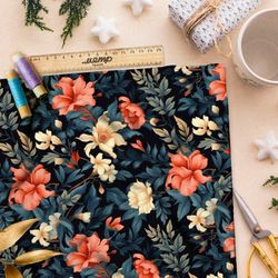 Ткань премиум шифон цветы в лунном свете