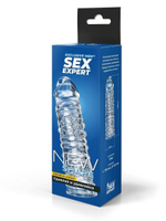 Прозрачная закрытая насадка на пенис - 17 см. (Цвет: прозрачный)