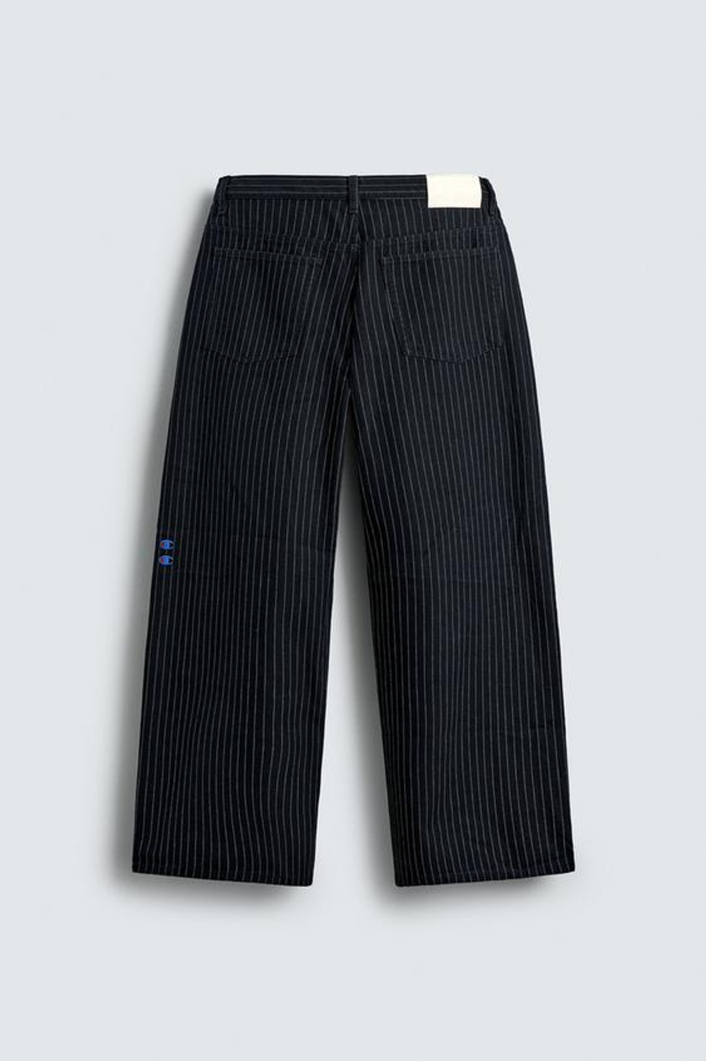 ZARA X CHAMPION ® ДЖИНСЫ BAGGY FIT В ПОЛОСКУ, СИНИЙ