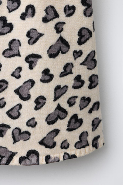 ZARA ТРИКОТАЖНАЯ ЮБКА С СЕРДЕЧКАМИ, ЭКРЮ МЕЛАНЖ