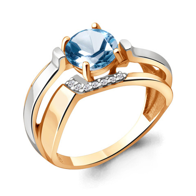 6593405А Кольцо из Золота с топазом свисс блю, фианитами из коллекции "Maxima"