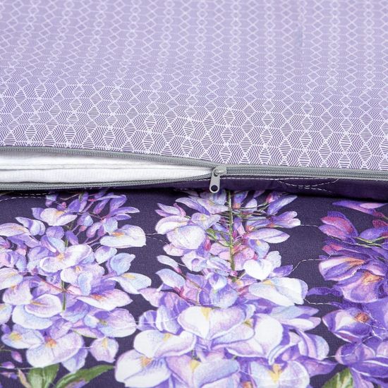 Двуспальный с европростынёй комплект постельного белья Глициния поплин Зима-Лето