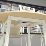 Стол для переговоров круглый - MITTZON IKEA /ИКЕА МИТТЗОН , 120х75 см, светло-коричневый/белый