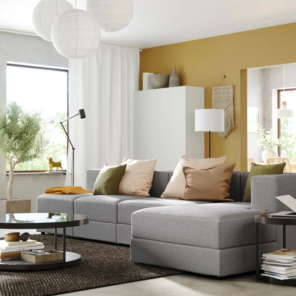 Диван 3-местный - IKEA JÄTTEBO/JATTEBO, 71x160x330см, серый/светло-серый, ЙЕТТЕБО ИКЕА