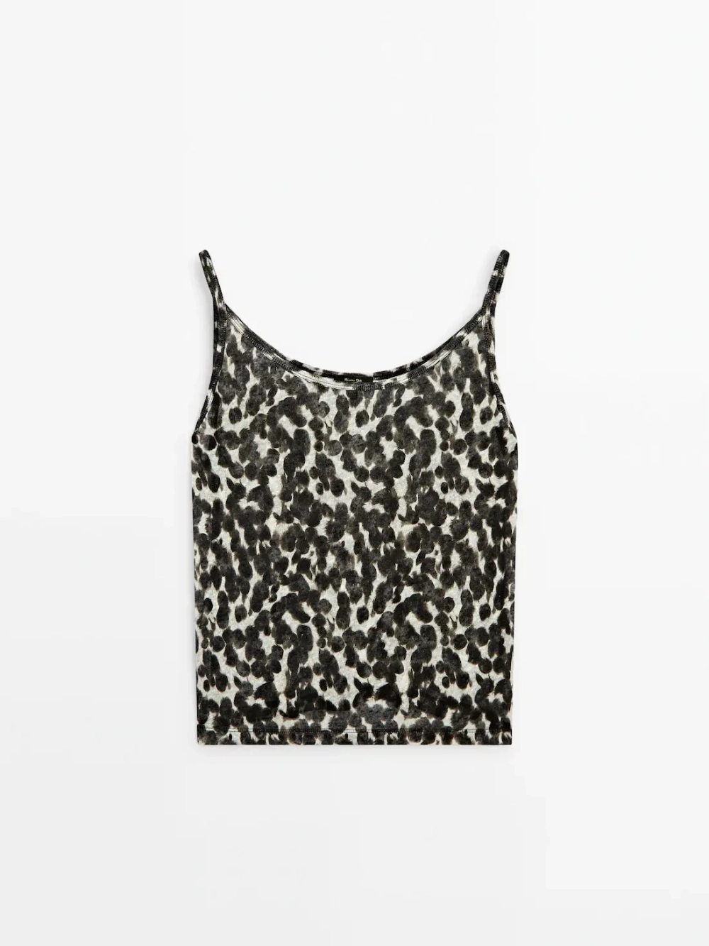 Massimo Dutti Льняной топ на бретелях с леопардовым принтом, разноцветный