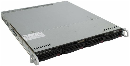 Сервер Supermicro SuperServer 5019P-MR без процессора/без ОЗУ/без накопителей/количество отсеков 3.5" hot swap: 4/400 Вт/LAN 1 Гбит/c