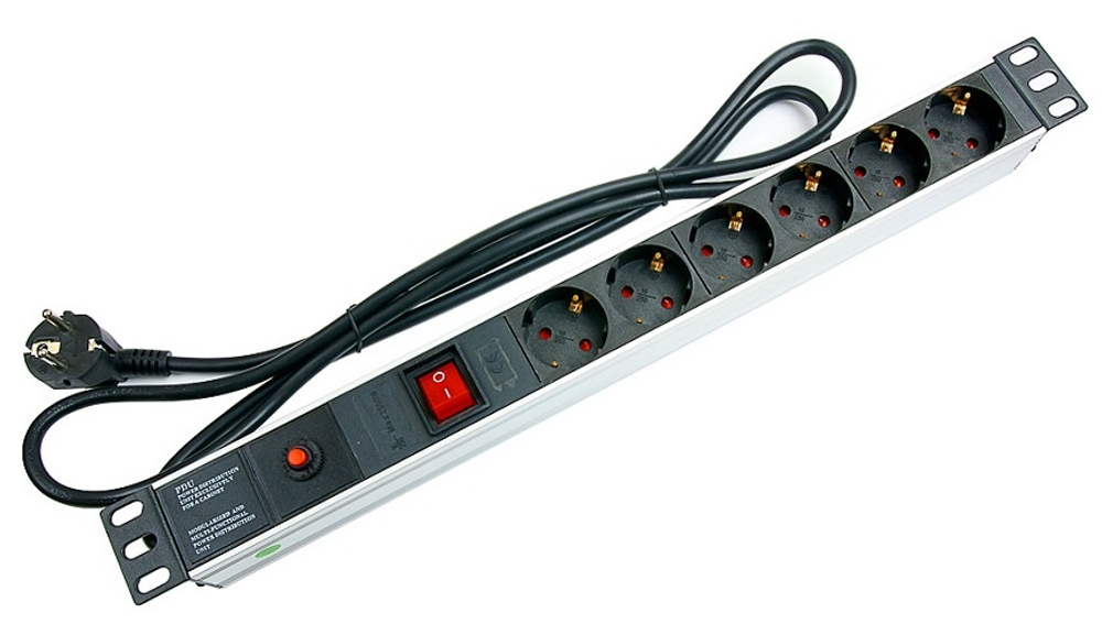 Блок розеток 19", 6 розеток Cabeus PDU-6P-F-2EU