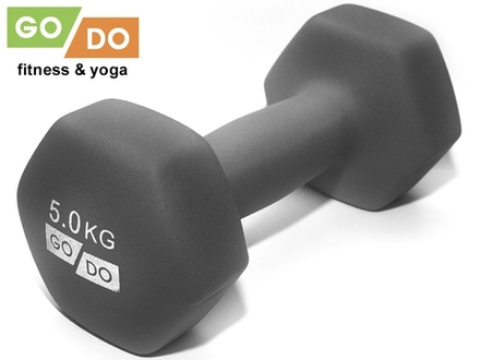 Гантель GO DO в виниловой матовой неопреновой оболочке. Вес 5 кг.  (Серый)