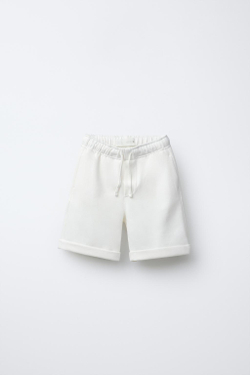 ZARA КОМФОРТНЫЕ ШОРТЫ-БЕРМУДЫ, ЖЕЛТОВАТО-БЕЛЫЙ