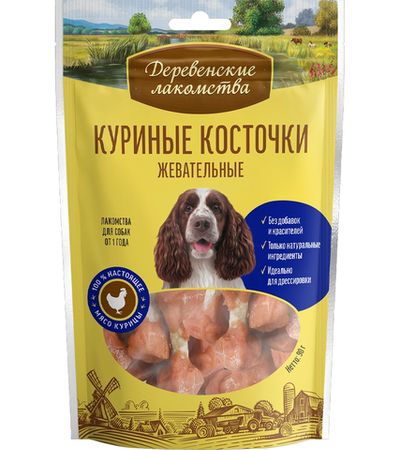 Деревенские лакомства Для собак Куриные косточки жевательные 90гр.