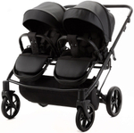 Детская коляска для двойни Adamex Leo Duo Deluxe 3 в 1 DUO-SA2 (ЧЕРНАЯ КОЖА)
