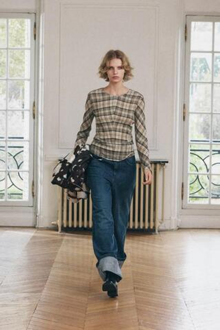 ZARA ТОП В КЛЕТКУ — ZW COLLECTION, БЕЖЕВЫЙ
