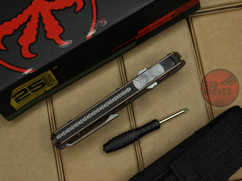 Нож Microtech 184-10 GLYKON BR Tanto T/E - коричневые вставки, клинок сатин танто