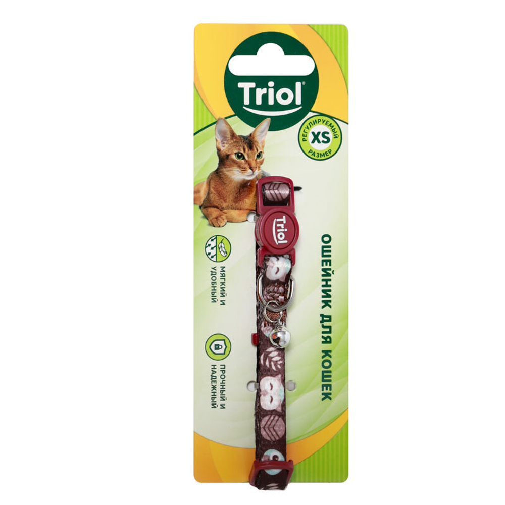 Ошейник  для кошек нейлоновый  "Сова" XS, 10*210-330мм, Triol