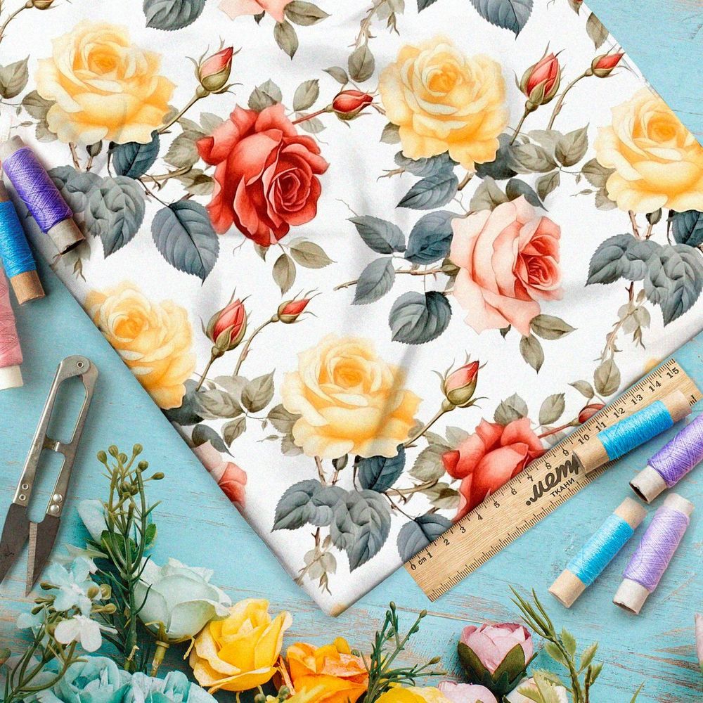 Ткань премиум Оксфорд 600D романтические розы