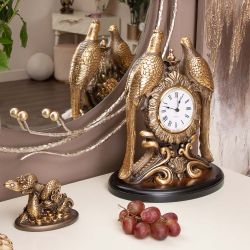 Часы настольные Павлины Бронза