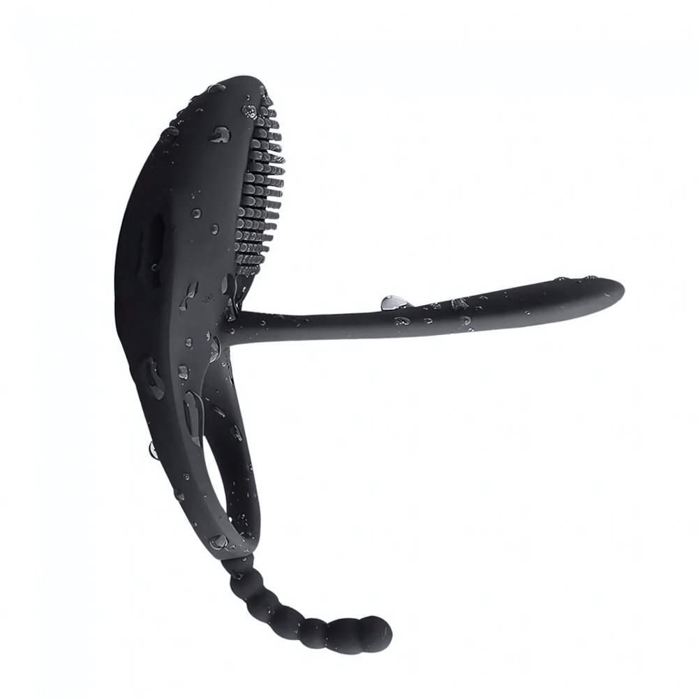 Вибрирующее эрекционное кольцо с дополнительной стимуляцией Rosyland (Цвет: черный)