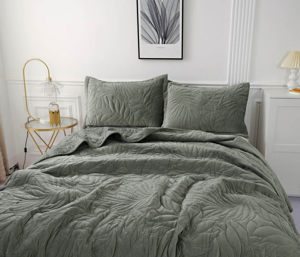 Покрывало 160х220 и наволочка 50х70 Sofi De MarkO Глория зеленое