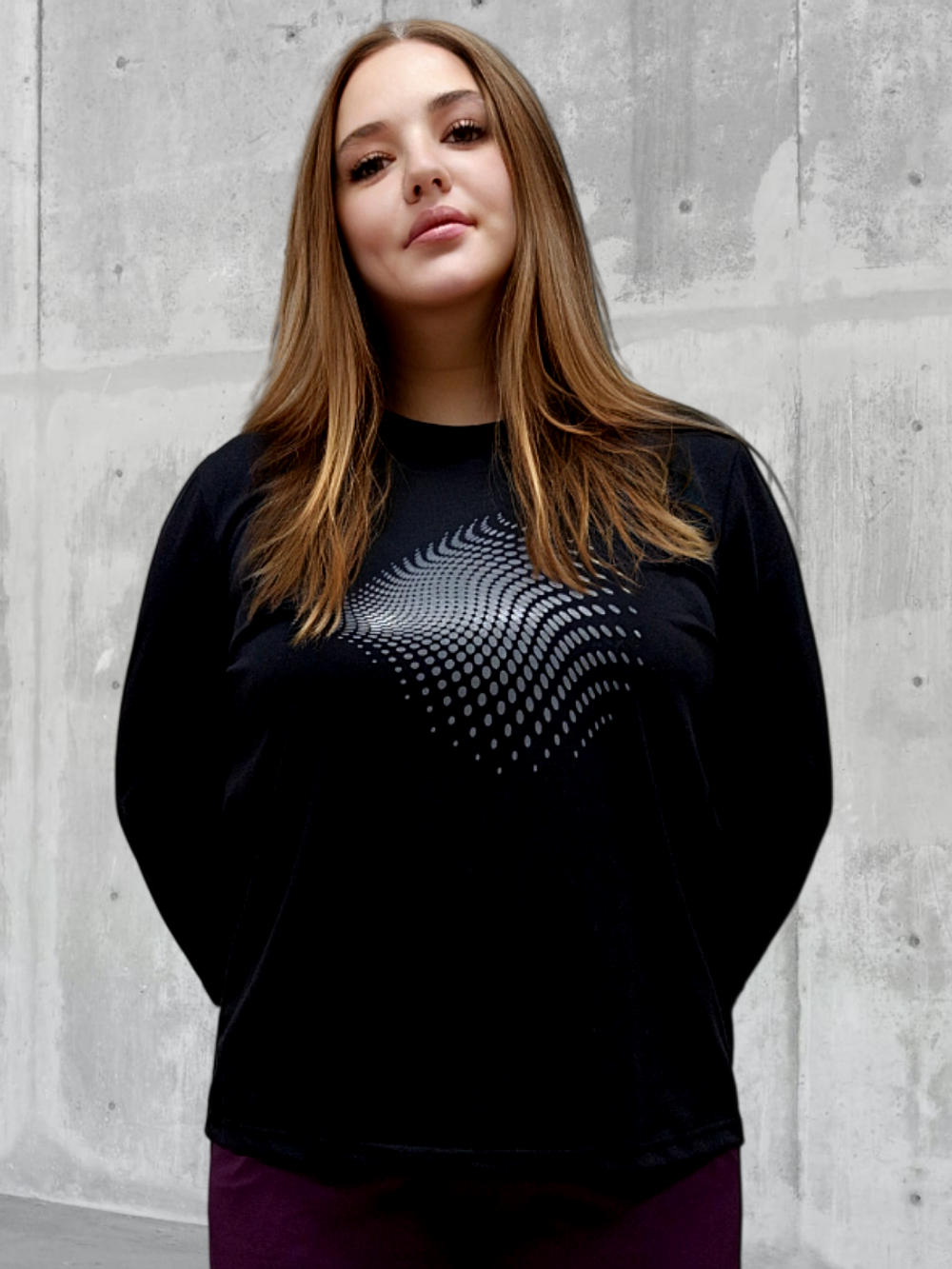 24417 Джемпер женский, рукав 3/4 с печатью кулирка черный (60)