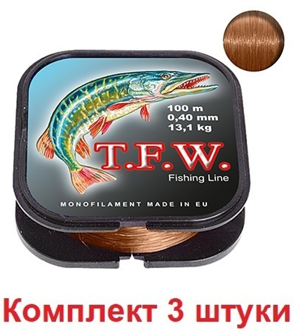 леска рыболовная T.F.W. 0,40mm 100m, 3 штуки