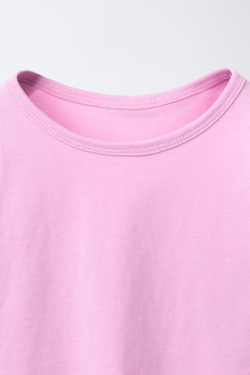 ZARA ОДНОТОННАЯ ФУТБОЛКА, РОЗОВЫЙ