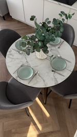 Круглый раздвижной стол "Итальянский мрамор" и 4 стула Элион