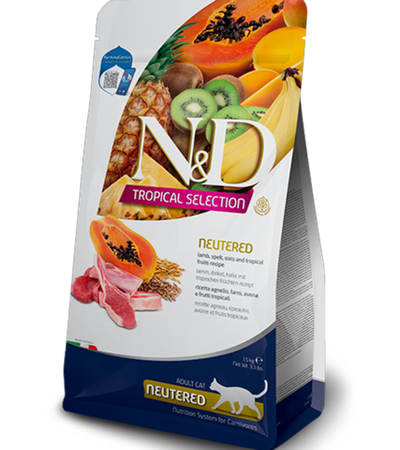 Фармина N/D Tropical Selection беззерновой для стерилизованных кошек (Ягненок) 1,5кг.