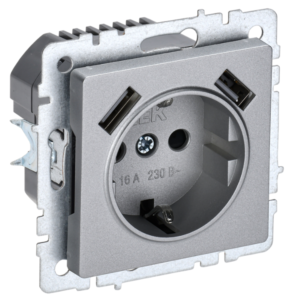Розетка с заземлением  IEK BR-R14-16-U21-D31-K47