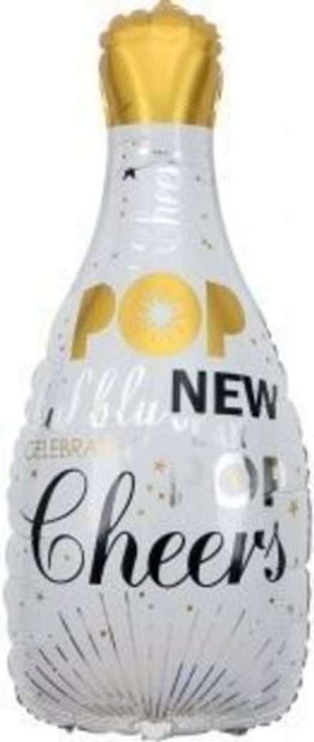 К Фигура Бутылка Шампанское Новогодние искры Белый 32''/81 см