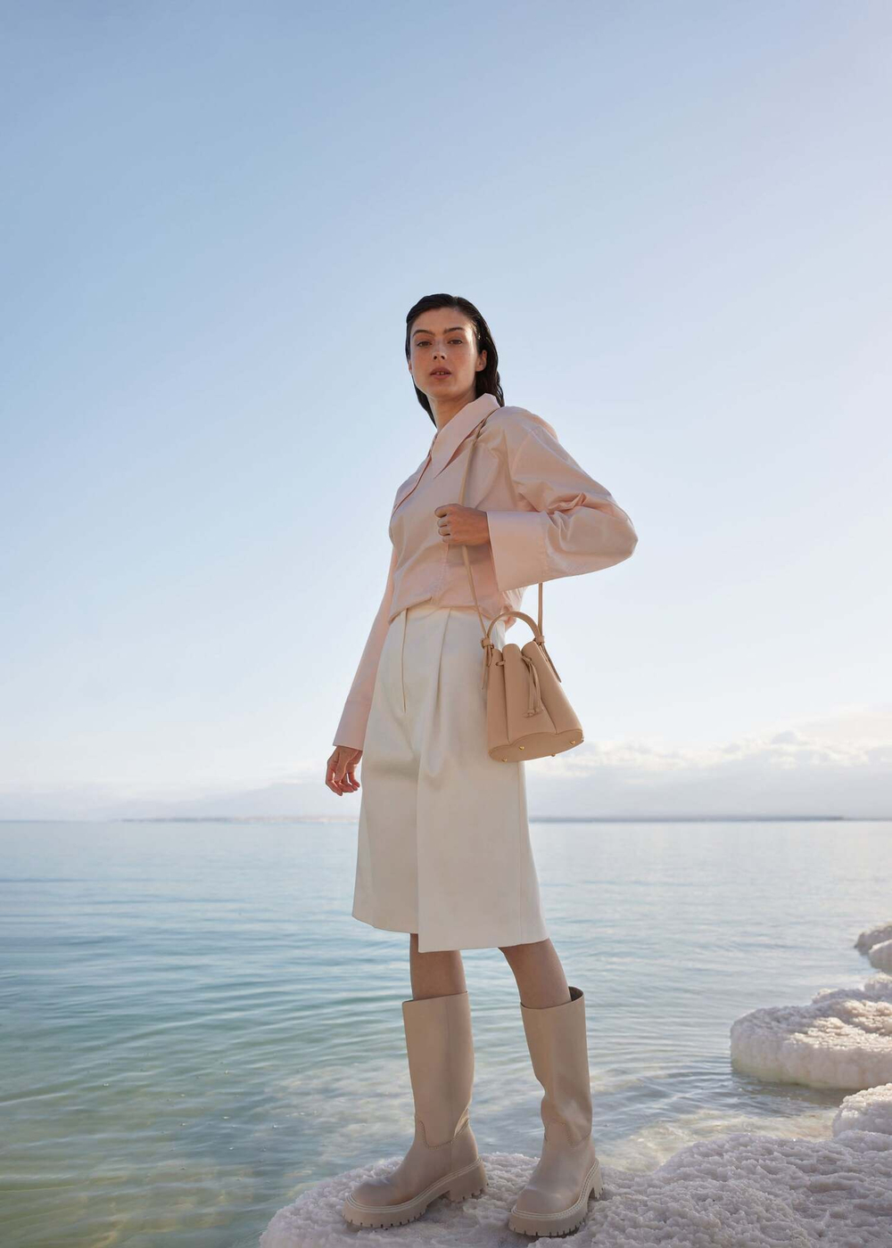 Сумка Polene Numéro Huit Mini EDITION TEXTURED BEIGE