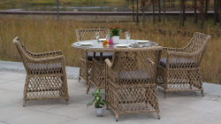 "Эспрессо" плетеный круглый стол, диаметр 118 см, цвет соломенный