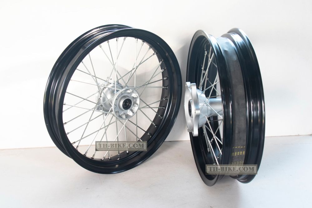 Motard wheels set for Honda CRF250L, Rally 250, CRF300. Black rims. 17" inches
