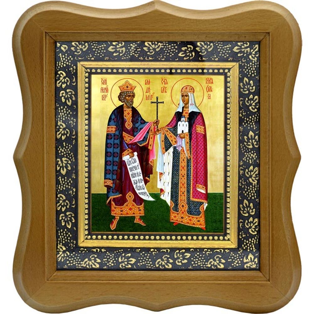 Владимир и Ольга Святые равноапостольные. Икона на холсте.