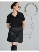 Юбка мини кожаная с разрезами экокожа