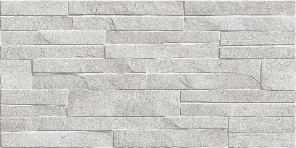 Настенная плитка Alma Ceramica TWU2550DCV14 Discover 24.9x50 серая глянцевая / рельефная под камень / под кирпич