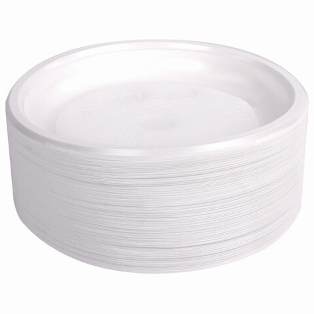 Одноразовые тарелки десертные, 100 шт., пластик, d=165 мм, холодное/горячее, LAIMA, 607388