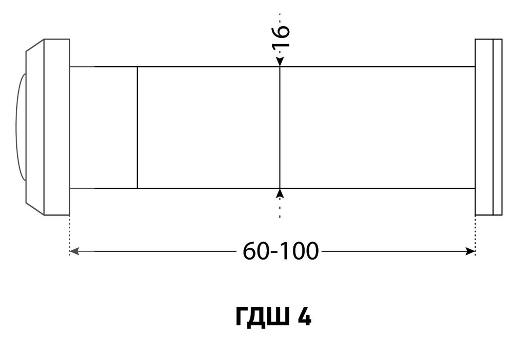 Глазок дверной АЛЛЮР ГДШ-4 б/шт 60-100мм d16 золото  /1543