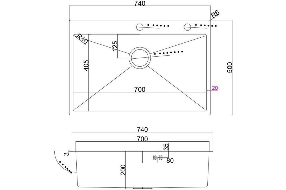 Мойка EMAR EMB-125A PVD Nano Dark (Нержавеющая сталь/Черный), EMAR