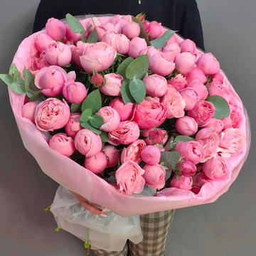 Букет из 17 кустовых пионовидных роз "Силва Пинк"
