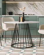 Стол обеденный Ливерпуль 110*110 белый мрамор черная ножка