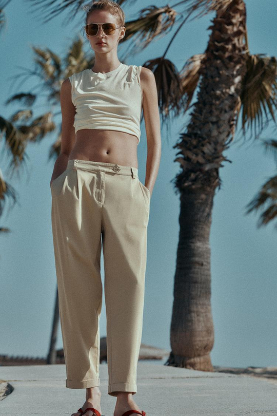 ZARA БРЮКИ ЧИНОС С ОТВОРОТАМИ, СВЕТЛЫЙ ЖЕЛТО-КОРИЧНЕВЫЙ