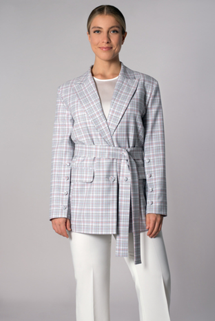 Жакет женский 4321АП, клетка белая #406БКл044321АП