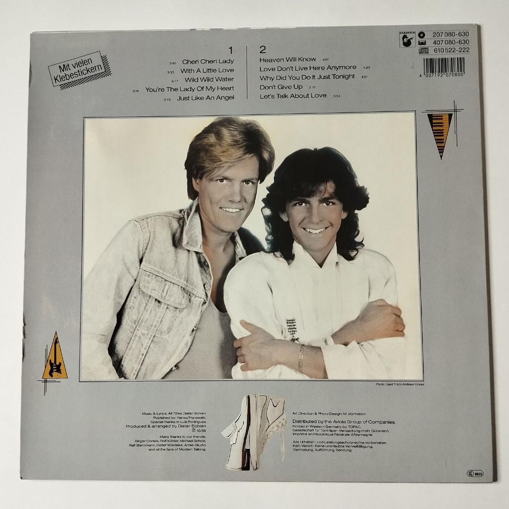 Винтажная виниловая пластинка LP Modern Talking Let's Talk About Love (The 2nd Album) (Germany 1985) Cheri Cheri Lady