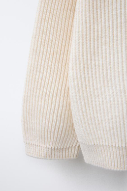 ZARA КАРДИГАН В РУБЧИК, СВЕТЛО-БЕЖЕВЫЙ