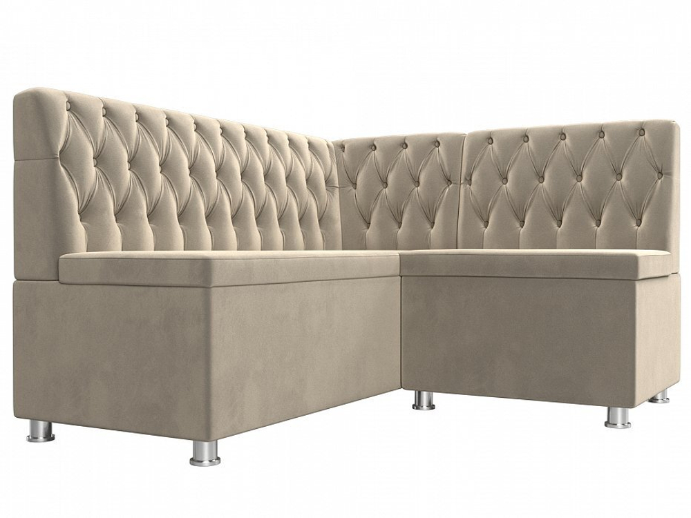 Диван кухонный угловой Мирта правый угол, Бежевый, Микровельвет, 107594