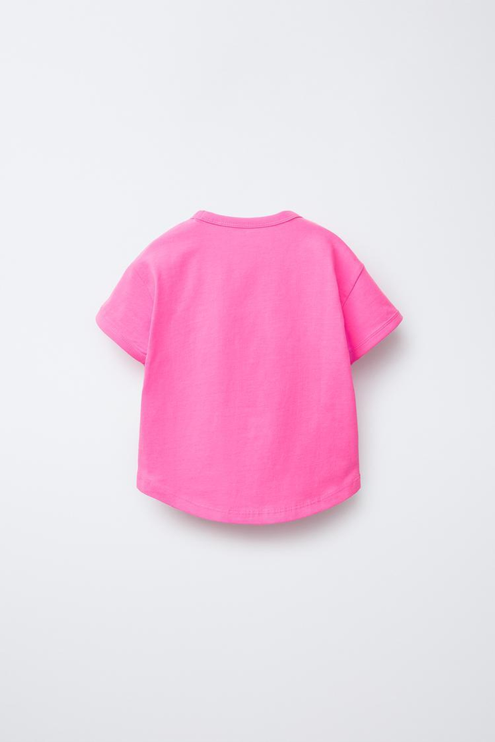 ZARA ОДНОТОННАЯ ФУТБОЛКА, ЯРКО-РОЗОВЫЙ